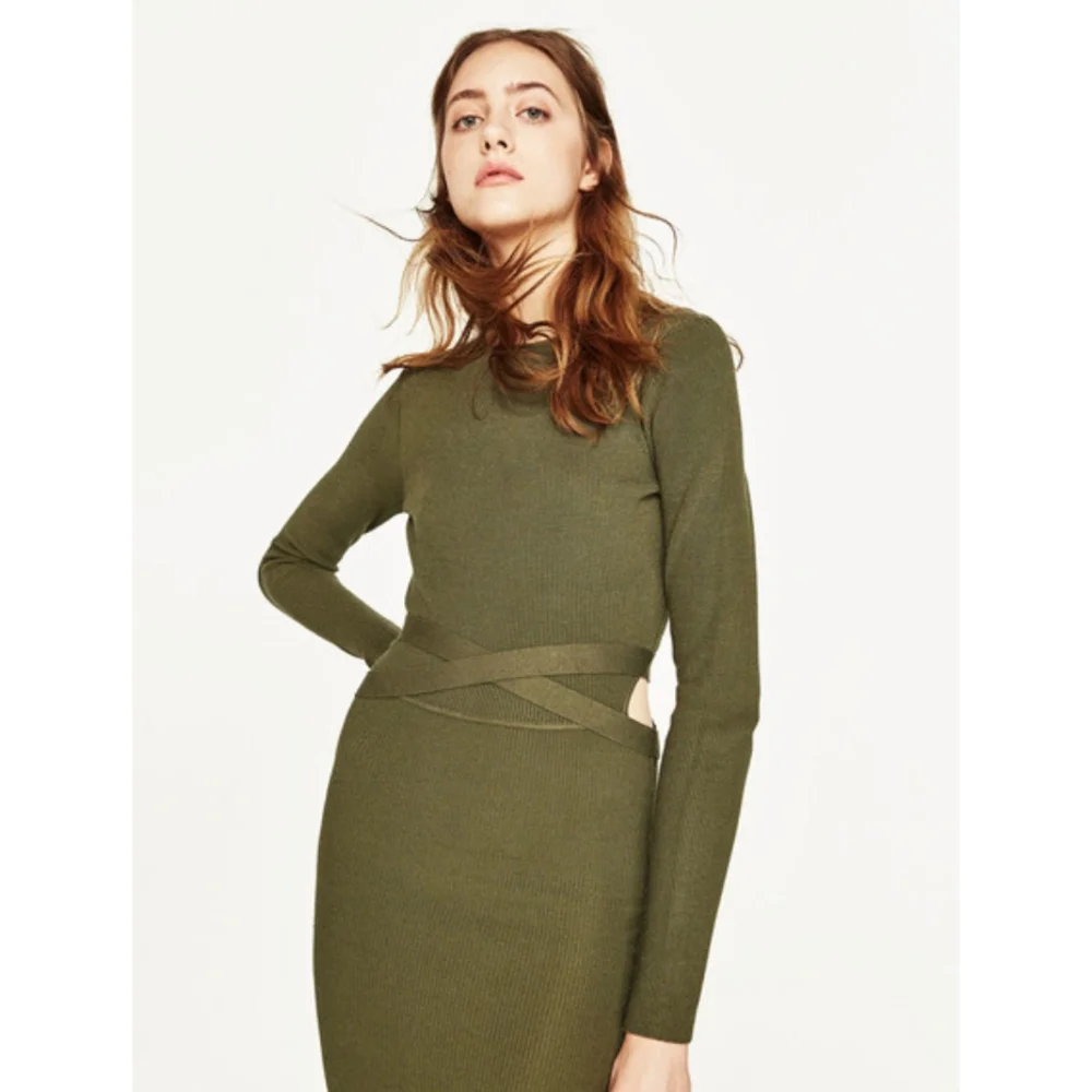 ZARA Knit Cutout Back Midi Dress Women's Size M - Picture 2 of 16